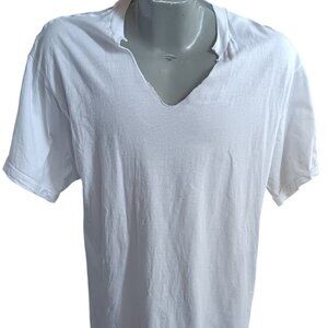 Vintage T-shirt XL Single Stitch 1990's BVD White Altered V-Neck T-Shirt USA